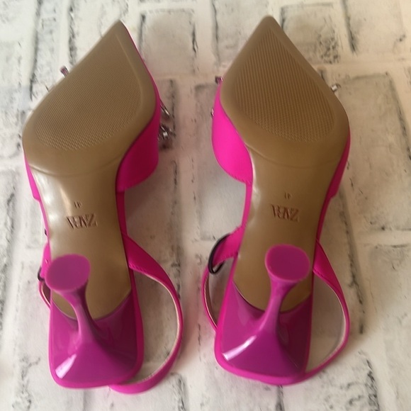 NWT Zara Embellished Bow Heeled Slingbacks - Picture 9 of 10